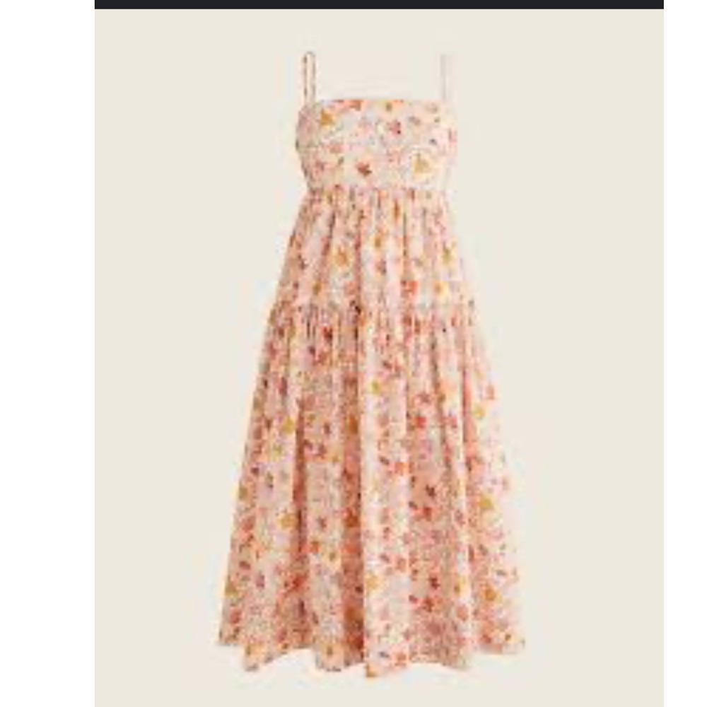J Crew Liberty Fabric Tiered Organic Cotton Midi Dress Garden of‎ Life Floral 8